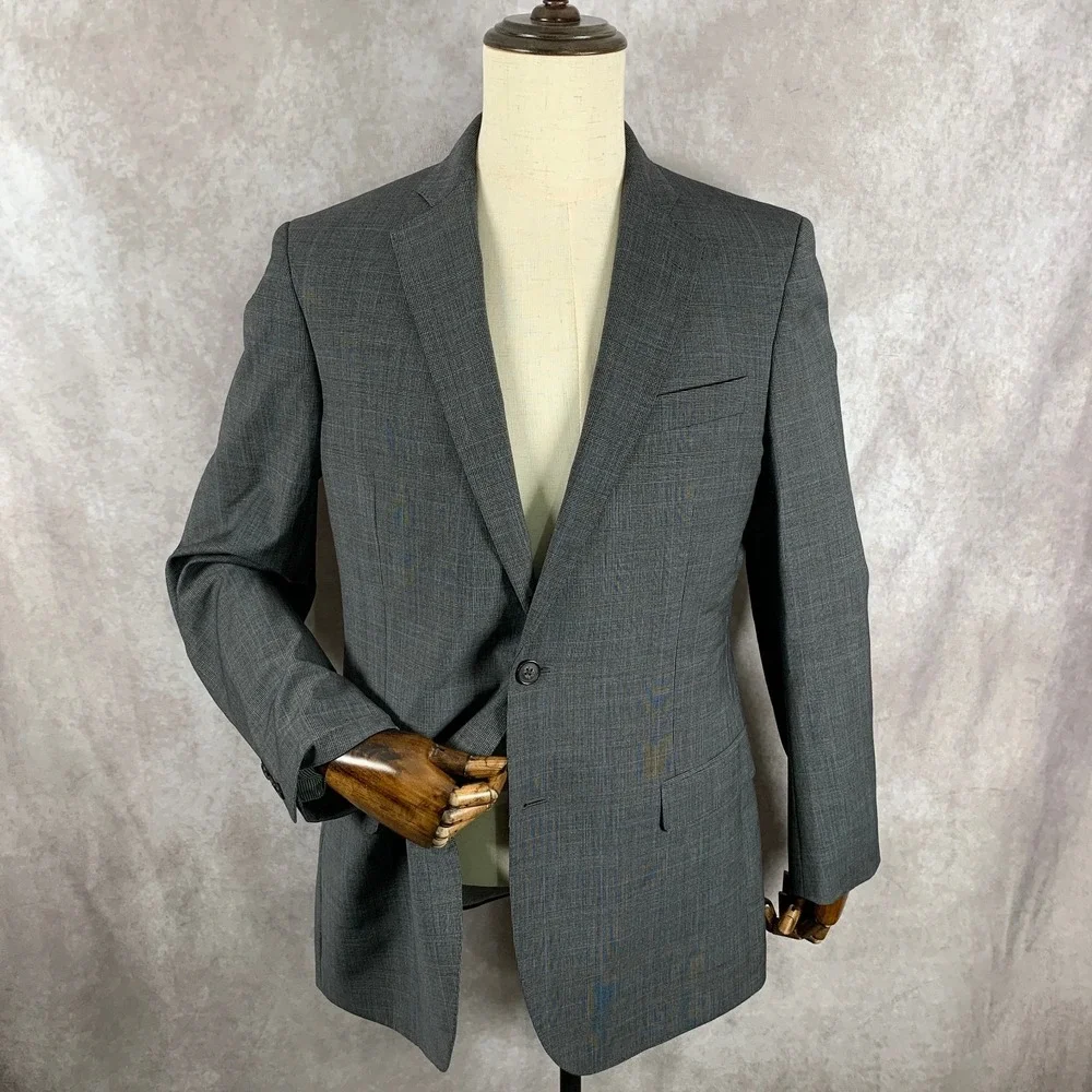 Brooks Brothers Blazer Jacket Men 40L Gray Glen Check Explorer Fitzgerald Sport